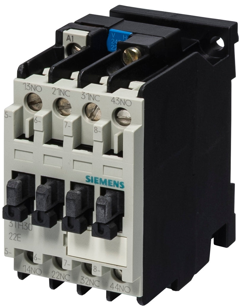 NOFUEL 3TB43 Contactor - 3-Pole, 120V AC Coil, 22A, 2NO/2NC Aux Contacts, DIN Rail Mount